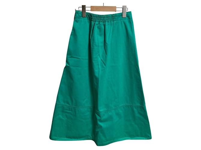Autre Marque Falda larga de sarga de algodón Drawer Verde - vista 2