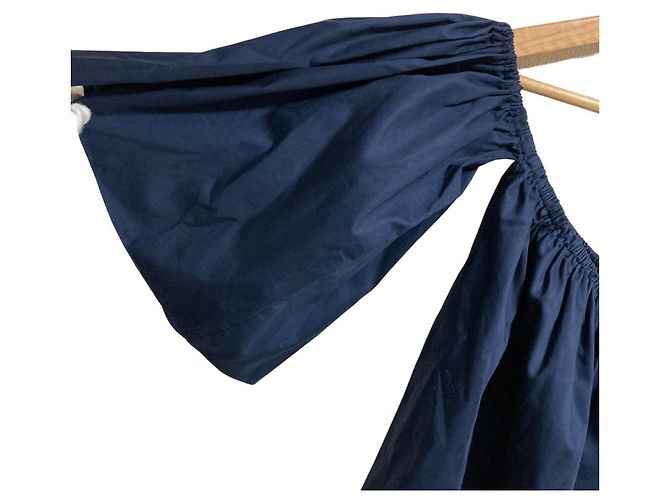 Autre Marque Off-Shoulder geraffte Bluse Sincerely Tommy Blau Marineblau - Ansicht 3