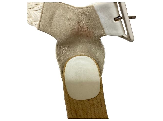 Hermès Leder Wedge Holzsandalen Weiß - Ansicht 12
