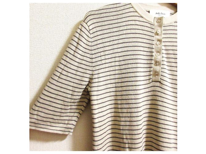 Autre Marque Mila Owen Rippenstrick Kurzarmoberteil Beige - Ansicht 5