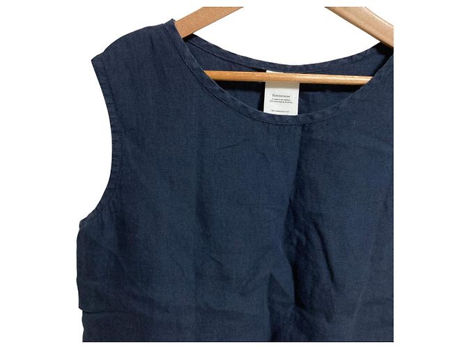 Autre Marque Top sin mangas de lino Veritecoeur Azul Azul marino - vista 3