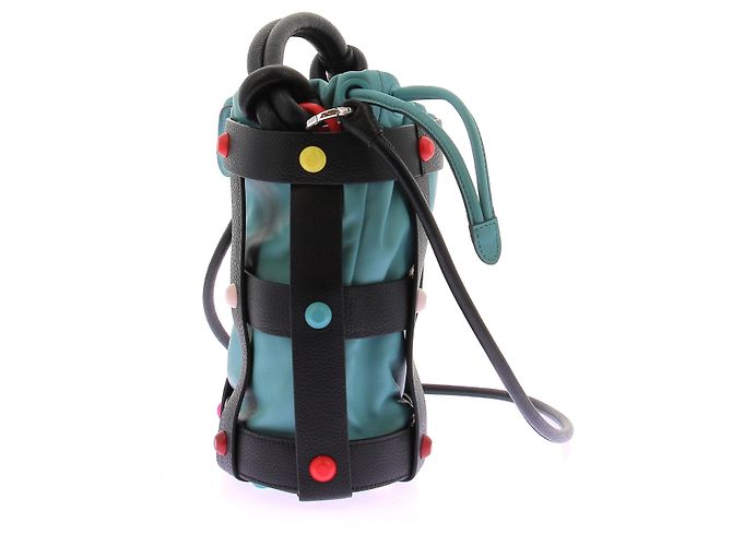 Salvatore Ferragamo Borsa a secchiello in pelle reversibile con pochette verde e arancione Multicolore - vista 4