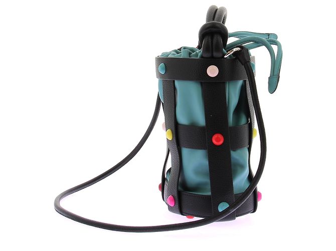 Salvatore Ferragamo Borsa a secchiello in pelle reversibile con pochette verde e arancione Multicolore - vista 5