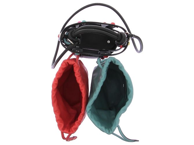 Salvatore Ferragamo Borsa a secchiello in pelle reversibile con pochette verde e arancione Multicolore - vista 9