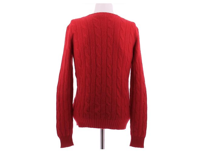 Polo Ralph Lauren Roter Zopfmuster-Pullover aus Wolle und Kaschmir - Ansicht 2