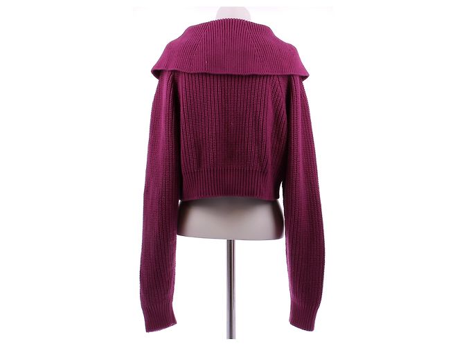 Autre Marque Pullover mit Reißverschluss und V-Ausschnitt aus lila Wolle - Ansicht 2