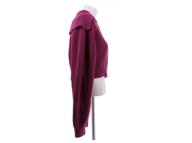 Autre Marque Pullover mit Reißverschluss und V-Ausschnitt aus lila Wolle - Ansicht 3
