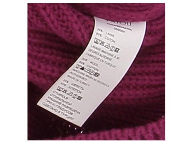Autre Marque Pullover mit Reißverschluss und V-Ausschnitt aus lila Wolle - Ansicht 5