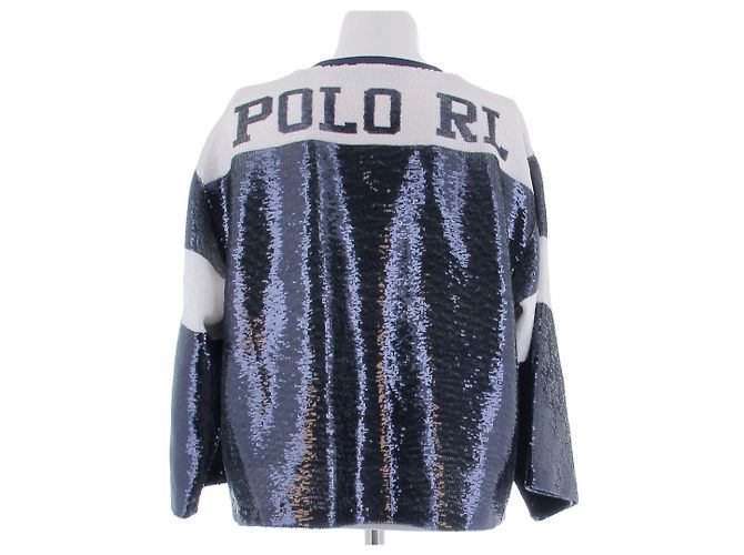 Polo Ralph Lauren Pullover mit Pailletten in Marineblau und Weiß - Ansicht 2