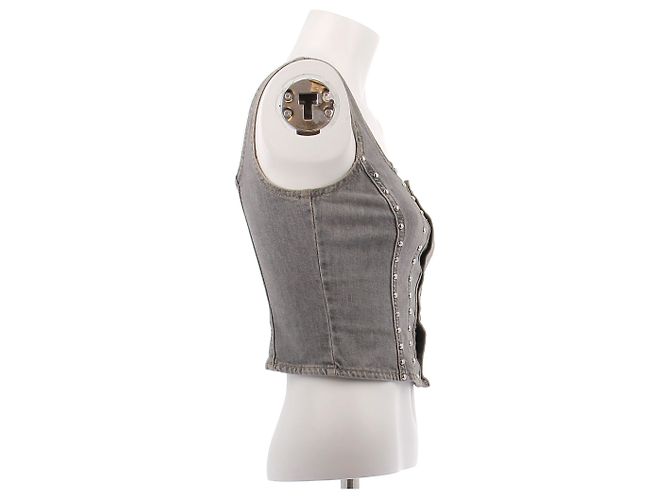 Liu.Jo Gray denim top with studs - view 3