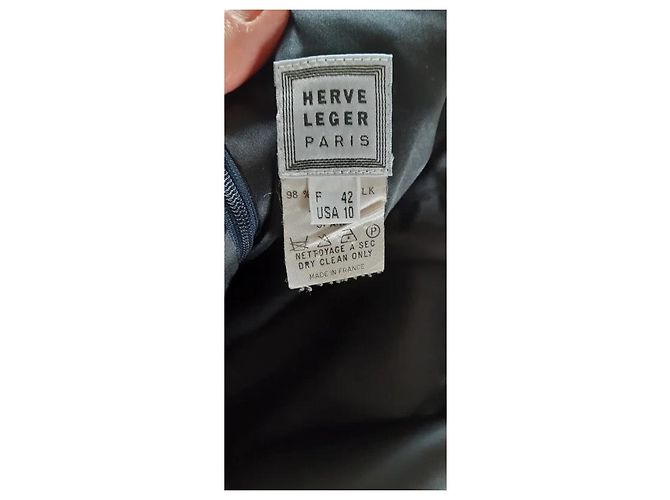 Abito Herve Leger Pépite in seta blu navy - vista 4