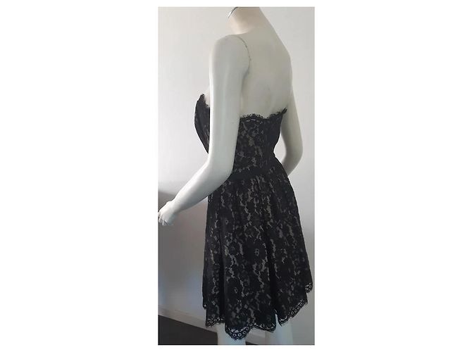Robert Rodriguez Kleid aus schwarzer Spitze trägerlos - Ansicht 2
