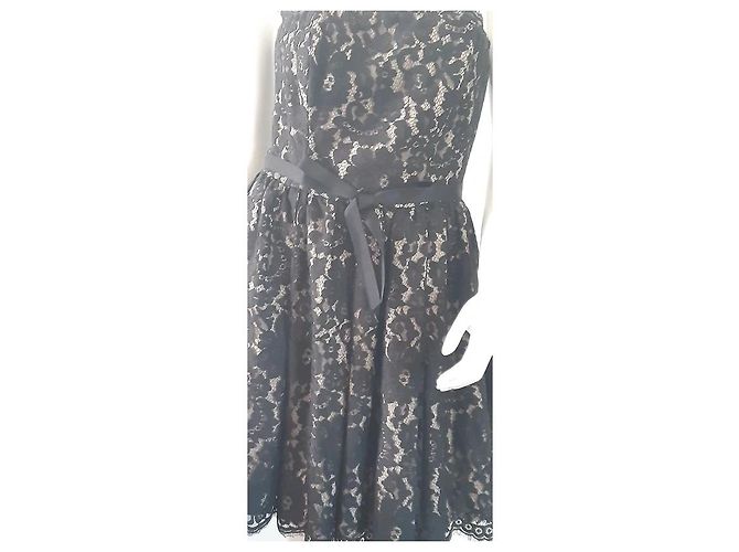 Robert Rodriguez Kleid aus schwarzer Spitze trägerlos - Ansicht 3