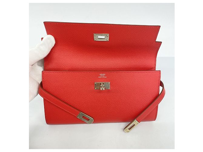 Hermès Hermes Kelly Geldbörse in Rouge Casaque Rot - Ansicht 14