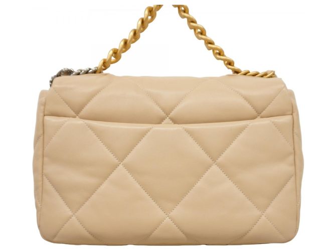 Borsa a spalla in pelle di agnello Chanel 19 con catena Beige - vista 9