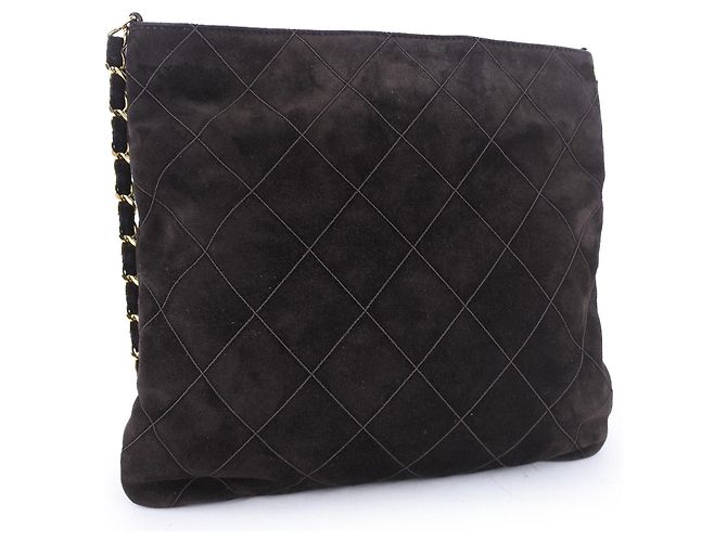 Borsa a tracolla in suede marrone con frange Chanel Marrone scuro - vista 3