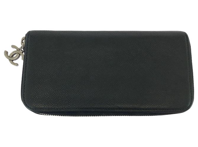 Cartera larga de piel de ternera granulada negra Chanel Negro - vista 2