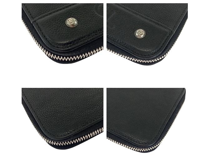 Cartera larga de piel de ternera granulada negra Chanel Negro - vista 3