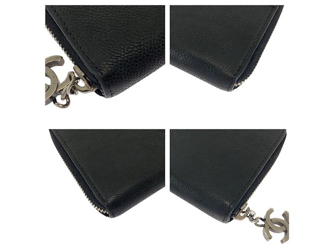 Cartera larga de piel de ternera granulada negra Chanel Negro - vista 4