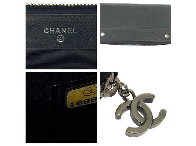 Cartera larga de piel de ternera granulada negra Chanel Negro - vista 5