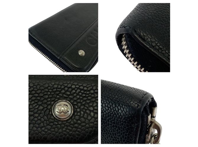 Cartera larga de piel de ternera granulada negra Chanel Negro - vista 6