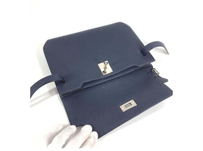 Borsa Clutch Kelly Depeche 25 di Hermès Blu navy - vista 10