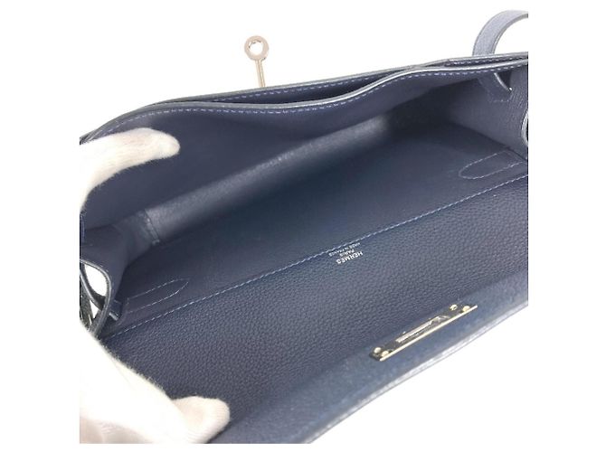 Borsa Clutch Kelly Depeche 25 di Hermès Blu navy - vista 12