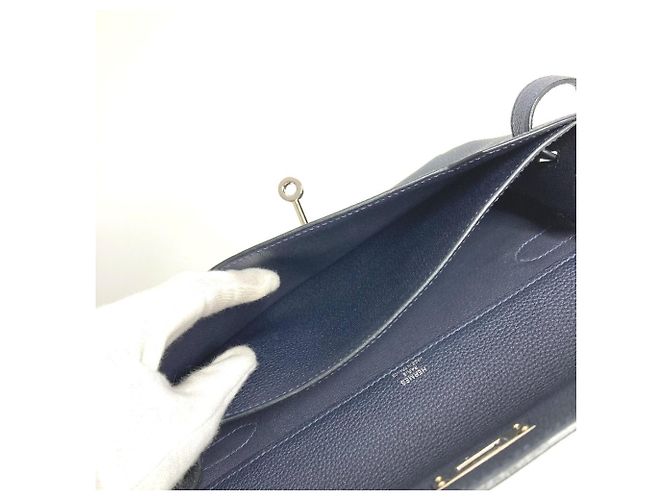 Borsa Clutch Kelly Depeche 25 di Hermès Blu navy - vista 15