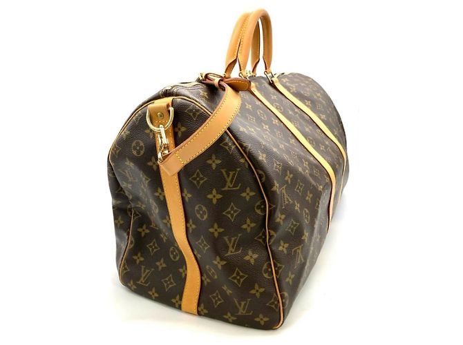 Keepall 55 Boston Tasche aus Monogramm-Canvas und Leder von Louis Vuitton Braun - Ansicht 3
