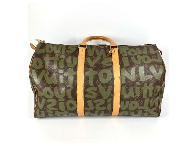 Borsa da viaggio Keepall 50 Monogram Graffiti Louis Vuitton Marrone Cachi - vista 2