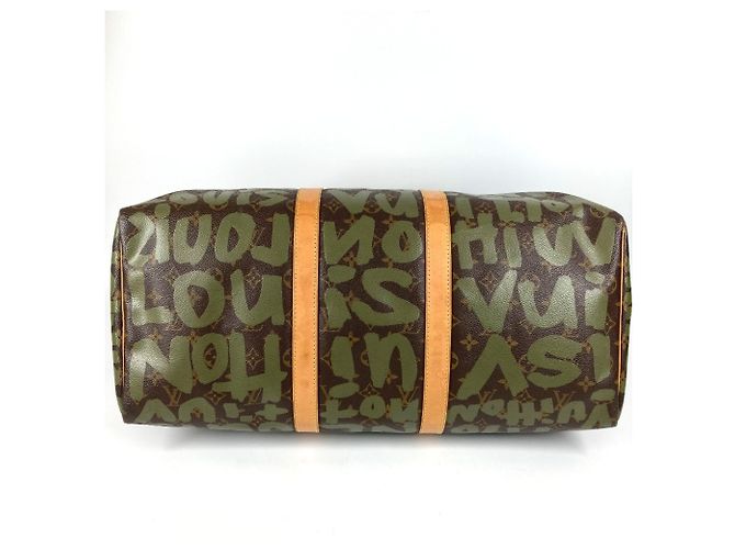 Borsa da viaggio Keepall 50 Monogram Graffiti Louis Vuitton Marrone Cachi - vista 5