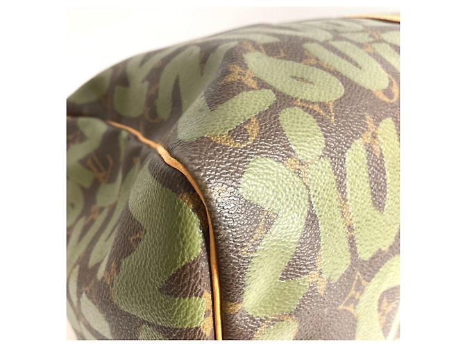 Borsa da viaggio Keepall 50 Monogram Graffiti Louis Vuitton Marrone Cachi - vista 8
