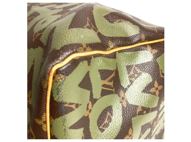 Borsa da viaggio Keepall 50 Monogram Graffiti Louis Vuitton Marrone Cachi - vista 9