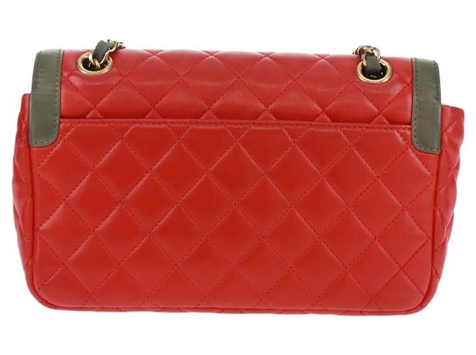 Chanel Zwei-Farben Umhängetasche aus gestepptem Lammleder klein Rot - Ansicht 2