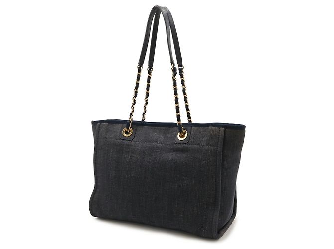 Chanel Deauville Tote MM Medium Tasche Marineblau - Ansicht 3