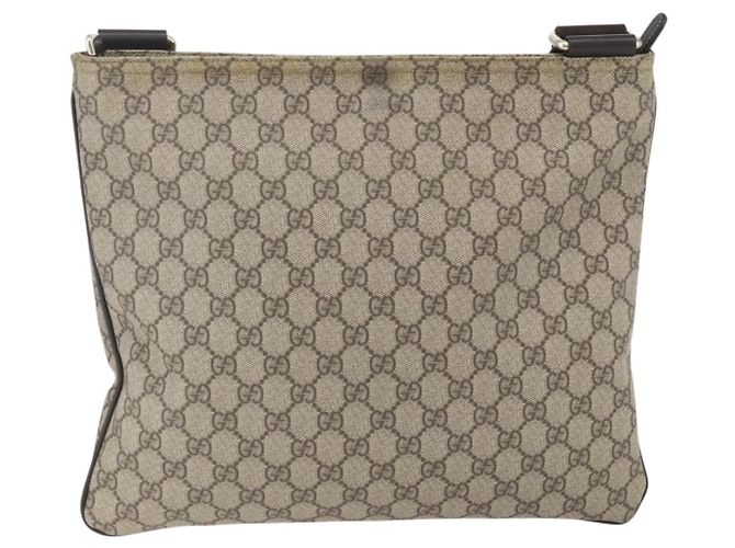 Sac Messenger Gucci à fermeture éclair en toile enduite GG Large Beige - vue 2