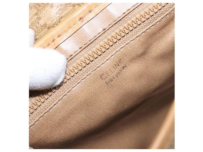 Céline Celine Vintage Macadam Schultertasche aus Canvas und Leder Beige - Ansicht 6