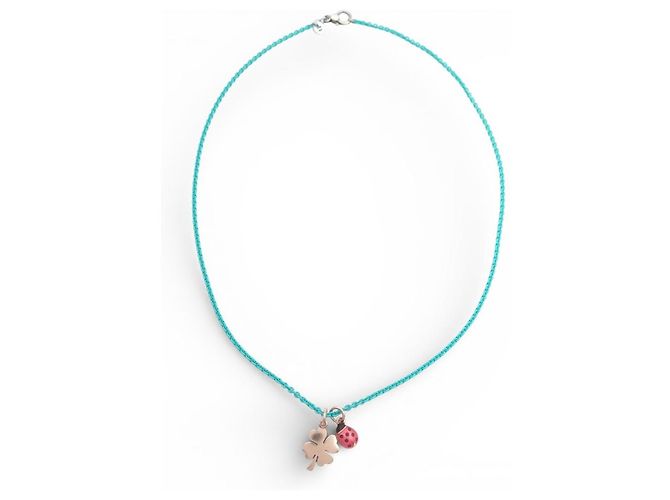 NEW DODO POMELLATO NECKLACE WITH LADYBUG AND CLOVER CHARMS 9CT GOLD Golden - view 2