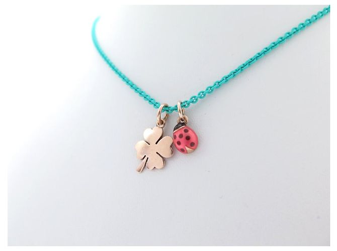 NEW DODO POMELLATO NECKLACE WITH LADYBUG AND CLOVER CHARMS 9CT GOLD Golden - view 3