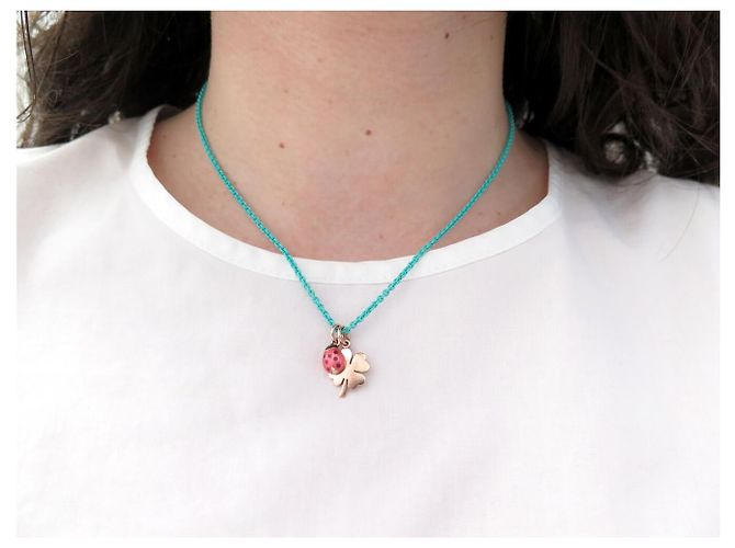 NEW DODO POMELLATO NECKLACE WITH LADYBUG AND CLOVER CHARMS 9CT GOLD Golden - view 8