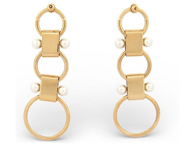 Chloé ARETES CHLOE COLGANTES AROS PERLAS EN METAL DORADO - vista 2