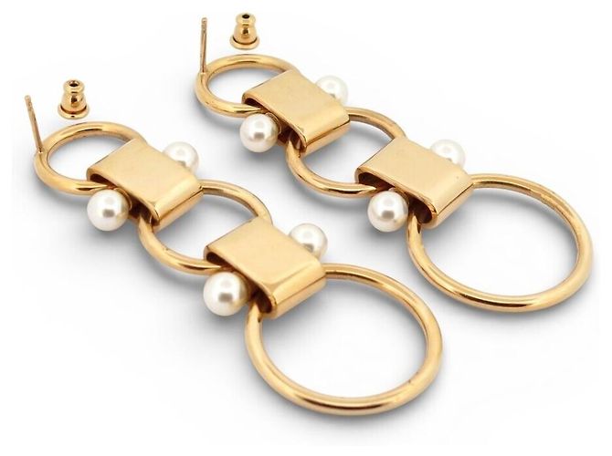 Chloé ARETES CHLOE COLGANTES AROS PERLAS EN METAL DORADO - vista 4