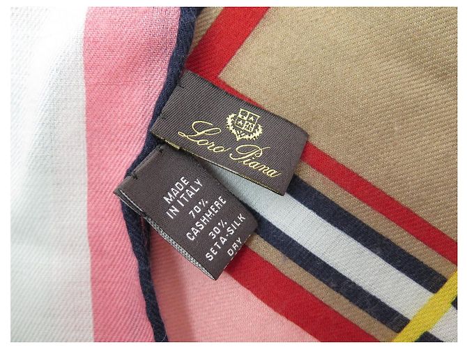 Loro Piana Mehrfarbiger Karomuster Schal 70% Kaschmir 30% Seide - Ansicht 8