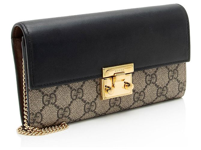 Cartera de cadena Padlock en piel de ternera GG Supreme de Gucci Castaño Beige - vista 2