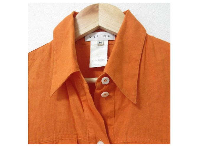 Céline Ärmelloses Pulloverhemd aus 100 % Leinen von Celine Orange - Ansicht 4