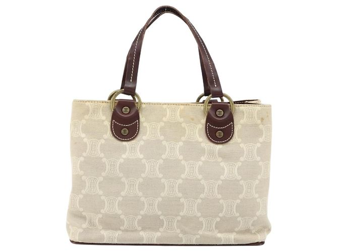 Céline Celine Vintage Macadam Handtasche aus Canvas und Leder Beige - Ansicht 2