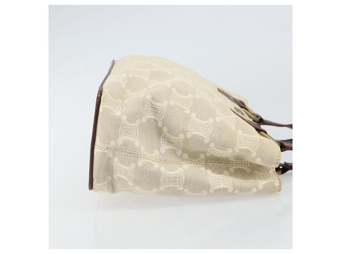 Céline Celine Vintage Macadam Handtasche aus Canvas und Leder Beige - Ansicht 3