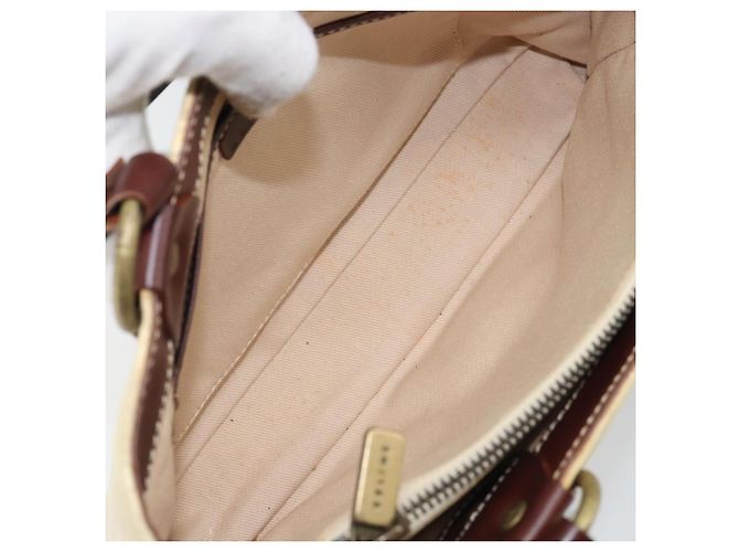 Céline Celine Vintage Macadam Handtasche aus Canvas und Leder Beige - Ansicht 5