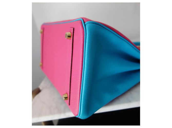 Borsa Hermès Birkin 30 ordine speciale Rosa Blu Multicolore Porpora - vista 13