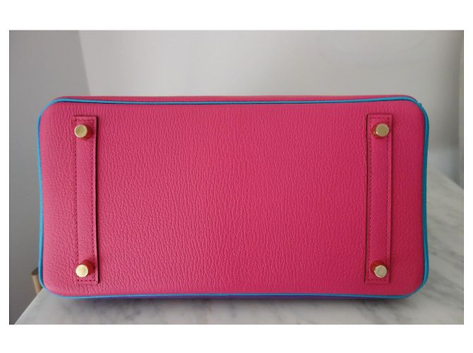 Borsa Hermès Birkin 30 ordine speciale Rosa Blu Multicolore Porpora - vista 3